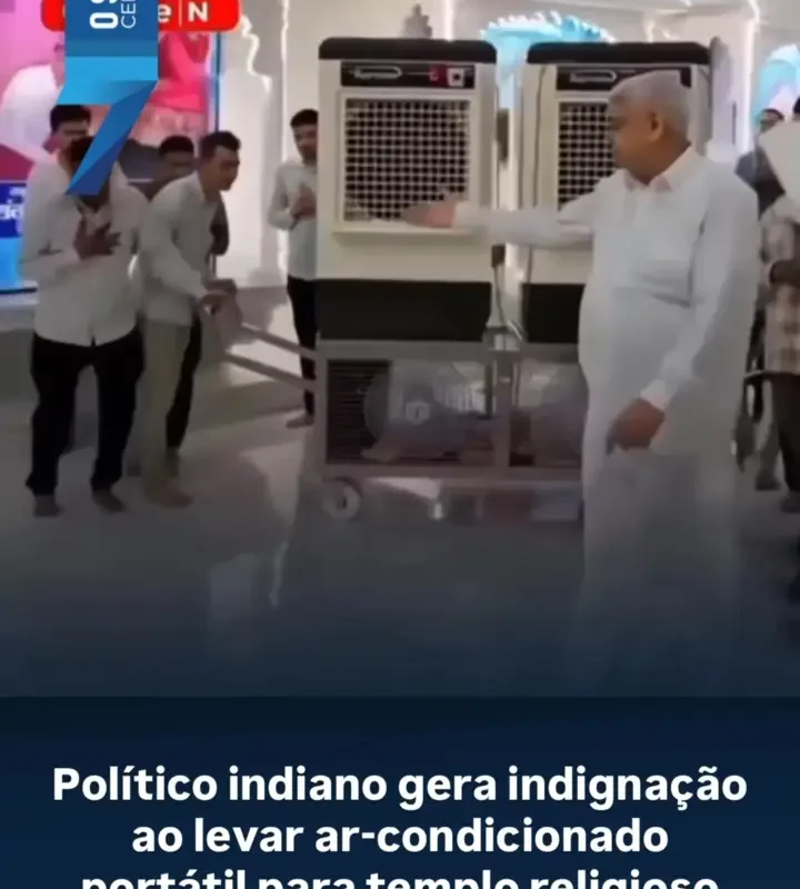 Vídeo de político indiano com ar-condicionado portátil em templo gera polêmica